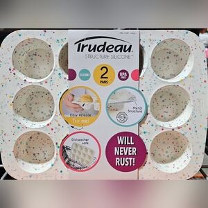 Trudeau Silicone Muffin Pan with Colorful Dots 2 pk